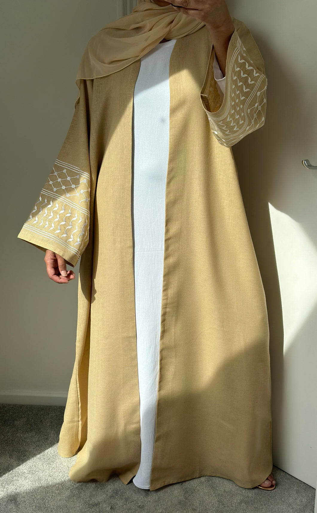 Hawa Linen Abaya Golden Beige